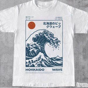 Hokkaido Wave Shirt, Retro Japanese Surf T-Shirt, Ukiyo-e Great Wave Graphic 166